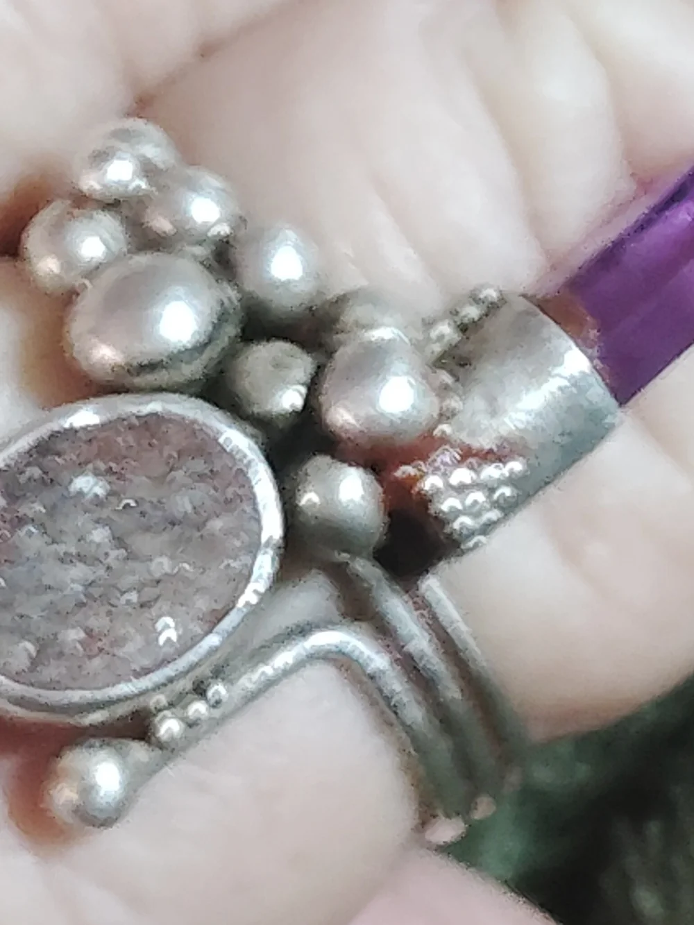 HANDCRAFTED STERLING RING. SZ-11/AMETHYST POINT. SIZE 11